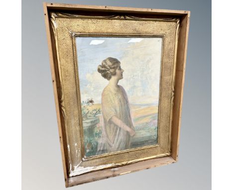 Edward Handley-Read (British 1870-1935) : Portrait of a lady in Edwardian dress, pastel, 77 cm x 55 cm. *Provenence : Propert