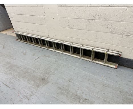 An aluminium extension ladder 