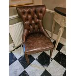 English mid century style windale nutmeg leather library chair 60 x 48 x 100cm