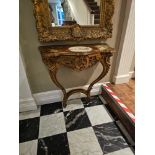 Italian Rococo carved giltwood wall mounted console hall table 55 x 40 x 84cm with a carved
