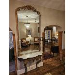 Italian Rococo carved giltwood wall mounted console hall table with marble top 115 x 35 x 83cm