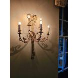 A pair of Louis XVI style wall appliques The draped back plate with tied ribbon surmount and applied