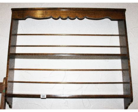 Wall hanging oak twin shelf plate rack