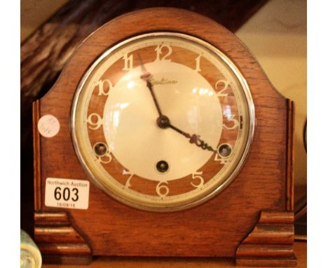 Bentima oak cased Westminster chiming mantel clock 