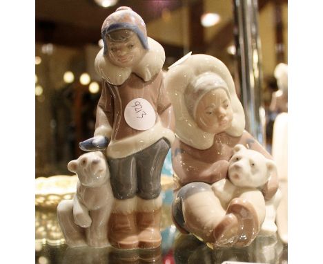 Lladro figurine of girls with polar bears