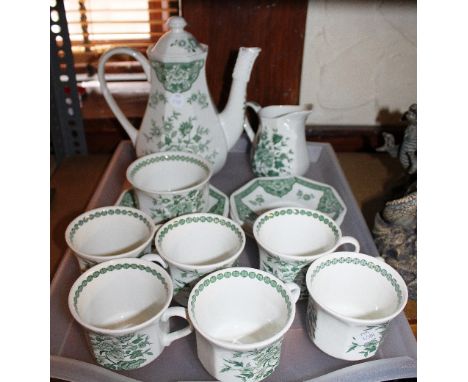 J &G Meakin tea service including six cups and saucers, tea pot, creamer and sugar bowl