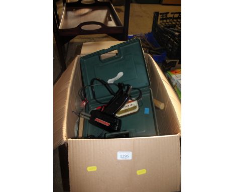 A box of various hand tools to include mallet, wire brushes, various wooden levels and guides etc