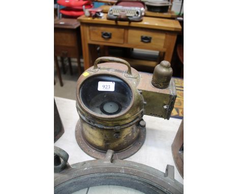A ship's brass binnacle hood gimbal compass 