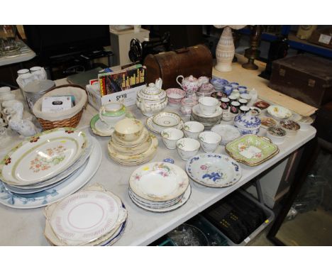 A collection of various 19th Century and later porcelain to include teaware, Meissen patterned cups and saucers, Copeland Spo