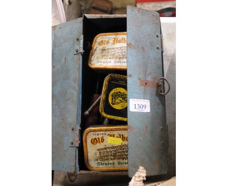 A metal tool box and contents of various tools to include spanners, screwdrivers, quantity of stencils and punch set