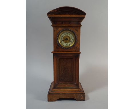 A Miniature Long Cased Clock with Clockwork Movement, 27cm high 