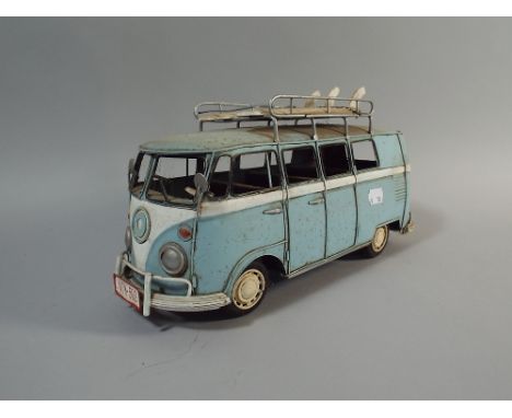 A Tin Plate Model of A Surfing Camper Van, 32cm Long 