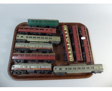 A Collection of Triang Railways Railing Stock to Include American Locomotive Together with Nine Various Carriages  