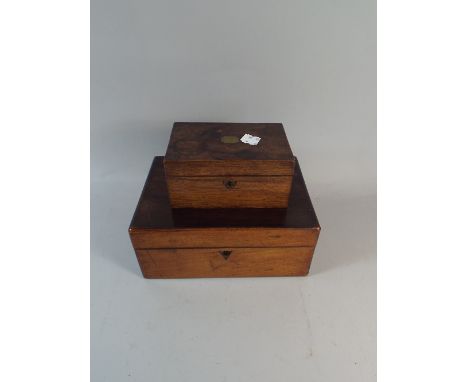 Two Late 19th Century Work Boxes, One with Mother of Pearl Escutcheon the other with Brass 