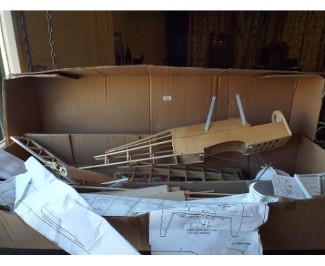 A Part Built Airoso 50 E Radio Controlled Balsa Wood Model Airplane with Plans 