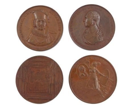 Four commemorative medallions, 'Earl Spencer First Lord of the Admiralty Appointed Mar 2 1795', 'Marshal Count Suwarrow Comma