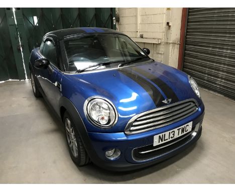 A Mini Cooper Coupe motorcar, registration NL13  TWC, 12,206 miles, first registered 28.03.2013, 1598cc, lightning blue, clot