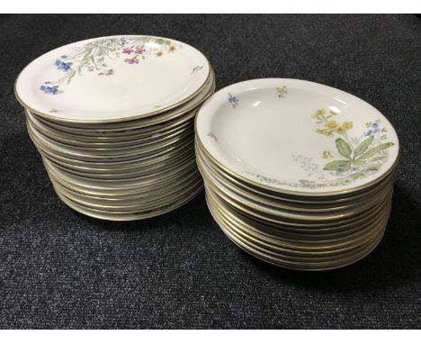 Thirty K & A Bavarian floral patterned dinner plates and bowls 