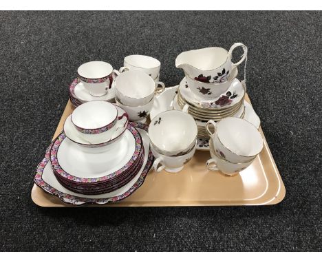 A tray of twenty piece Colclough bone china tea service together with a part Paragon tea service 