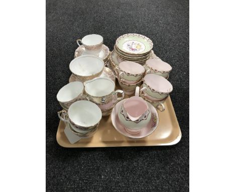 A tray of 20 piece Tuscan bone china tea service together with a 20 piece Lorrie and Company tea service