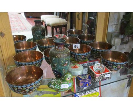 Shelf of Cloisonné etc