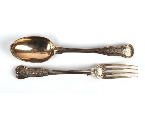 Silver fork and spoon set, George Adams, London, 1867, 62gms