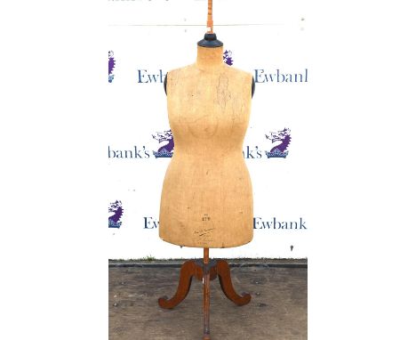 Dressmaker's form stamped for Buste Girard, Paris and R D Franks, London on tripod stand H 147cm