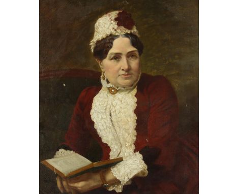 Worthy Vizard (1848-c1904), Portrait of a Lady, said to be Frances Augusta Coombs (nee Griffiths) 1822-1897. Label verso stat