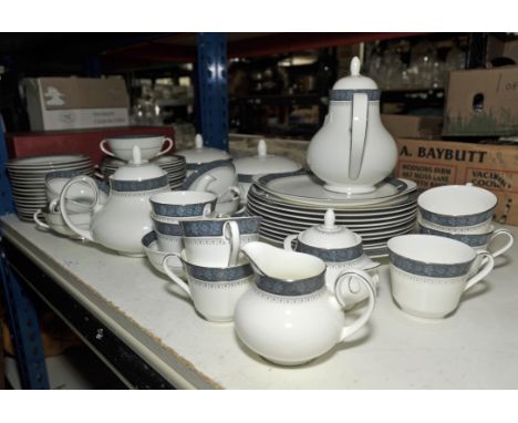 A Royal Doulton Sherbrooke bone china part dinner, tea and coffee service, to include: 16 saucers, 11 side plates, 8 dessert 