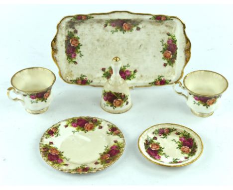 Royal Albert " Old Country Roses " pattern part tea service, with other itemss, to include a table bell, sandwich plate, oblo