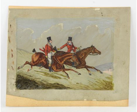After Henry Alken, The Right Sort, a set of four watercolours with pen, ink and gouache, each depicting a hunting scene. two 