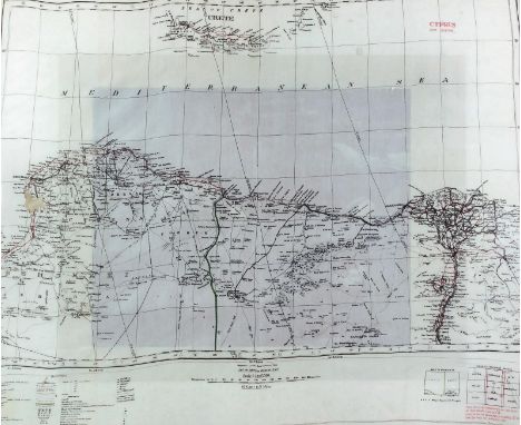 A Second World War coloured silk escape map of Northern Libya and Egypt, 13.5ins x 19.5ins, and V.J. Lander - colour print - 