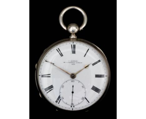 A Victorian silver cased pocket watch by Clifford Lupton, 42 Cornhill, London, No. 1175, the white enamel dial named "C. Lupt