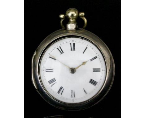 A George III silver pair cased verge pocket watch by James Jones of London, No. 4003, the white enamel dial with Roman numera