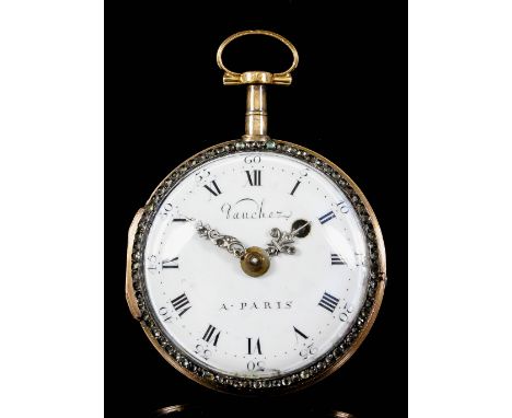 An early 19th Century French lady's pocket watch by Vauchez of Paris, the white enamel dial with Roman and Arabic numerals, o