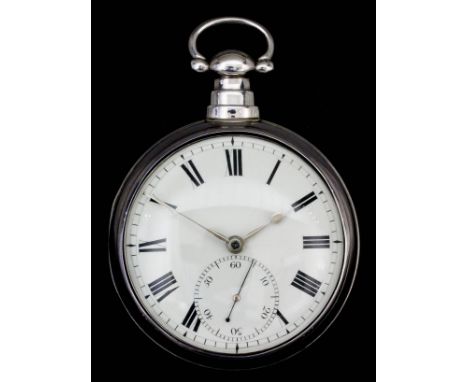 A George IV silver pair cased pocket watch by Thomas Adamson of Liverpool, No.242, the white enamel dial with Roman numerals,