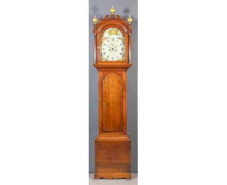 An early 19th Century oak longcase clock by Hardeman &amp; Son of Bridge (Canterbury, Kent), the 12ins arched brass dial with