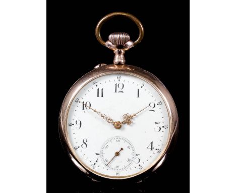 An early 20th Century Continental 14k cased pocket watch, No. 21354, the white enamel dial with Arabic numerals, subsidiary s