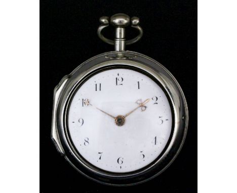 An early George III silver pair cased verge pocket watch by Ja. Samson of London, No. 2839, the white enamel dial with Arabic