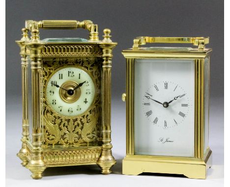 An early 20th Century French carriage timepiece by R. &amp; Company, the 1.625ins diameter cream enamel chapter ring with Ara