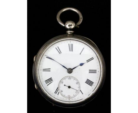 A Victorian silver consular cased pocket watch by Adam Burdess of Coventry, No. 15122, the white enamel dial with Roman numer