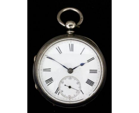 A Victorian silver consular cased pocket watch by Adam Burdess of Coventry, No. 15122, the white enamel dial with Roman numer