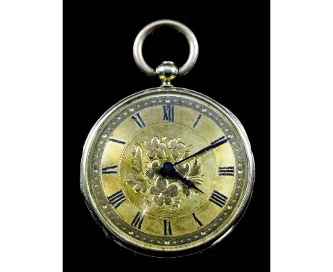 A late 19th Century Swiss lady's pocket watch by Lepaute of Geneva, the gilt dial with Roman numerals, the centre engraved wi