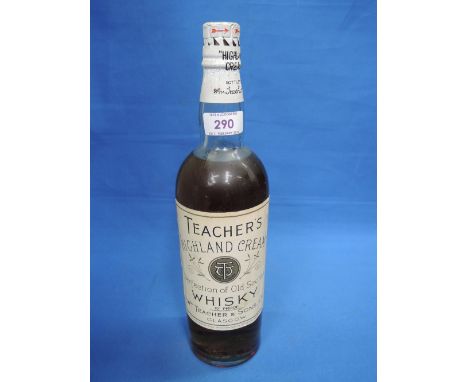 A bottle of Teacher's 'Highland Cream' Scotch whisky 70 proof produced by Wm Teacher & Sons Ltd Glasgow, no capacity stated
