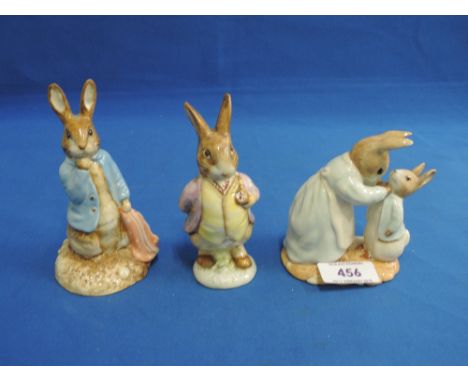 Three Beswick BP figures, Mr Benjamin Bunny BP3B, Peter Rabbit and the Red Pocket Handkerchief BP9D, Mrs Rabbit and Peter B10