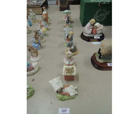 Nine Royal Albert BP figures, Benjamin Wakes Up, Tom Thumb, The Old Woman Who Lived In A Shoe Knitting, Diggory Delvert, Tomm