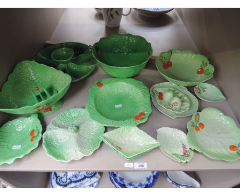 A selection of Carltonware, Beswick, and similar leaf dishes, plates, bowls etc