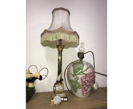 BRASS LAMP & 1 OTHER (NO SHADE)