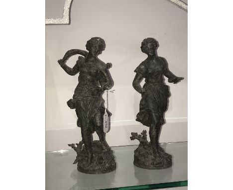 1 PAIR VINTAGE SPELTER FIGURES