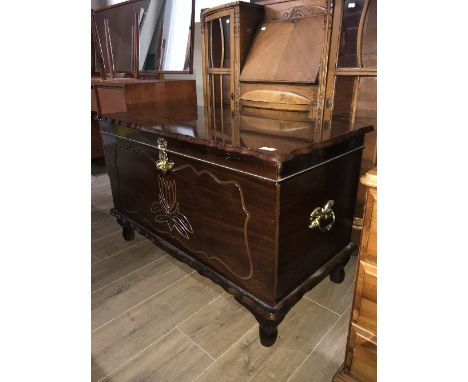 VINTAGE TRUE ART WOODEN CARVED CHEST -DURBAN